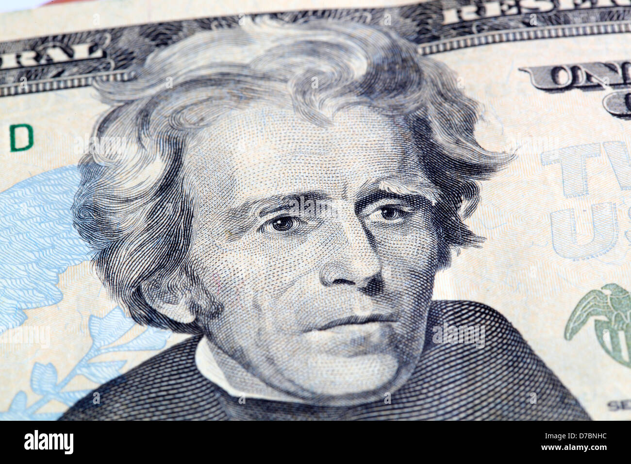 Porträt von Jackson vor dem Dollarschein Stockfoto