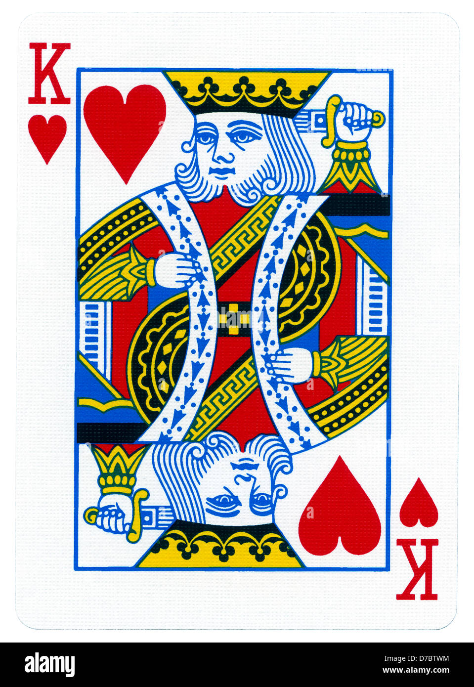 König Herz Spielkarte isoliert auf weißem Hintergrund. Mit 2400dpi mit professionellen Scanner Epson V700 gescannt. SEHR GEEHRTE Stockfoto