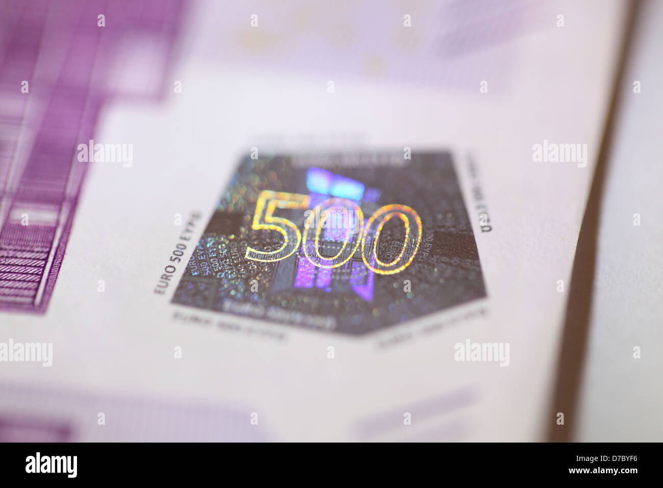500 Euro-Hologramm Stockfoto