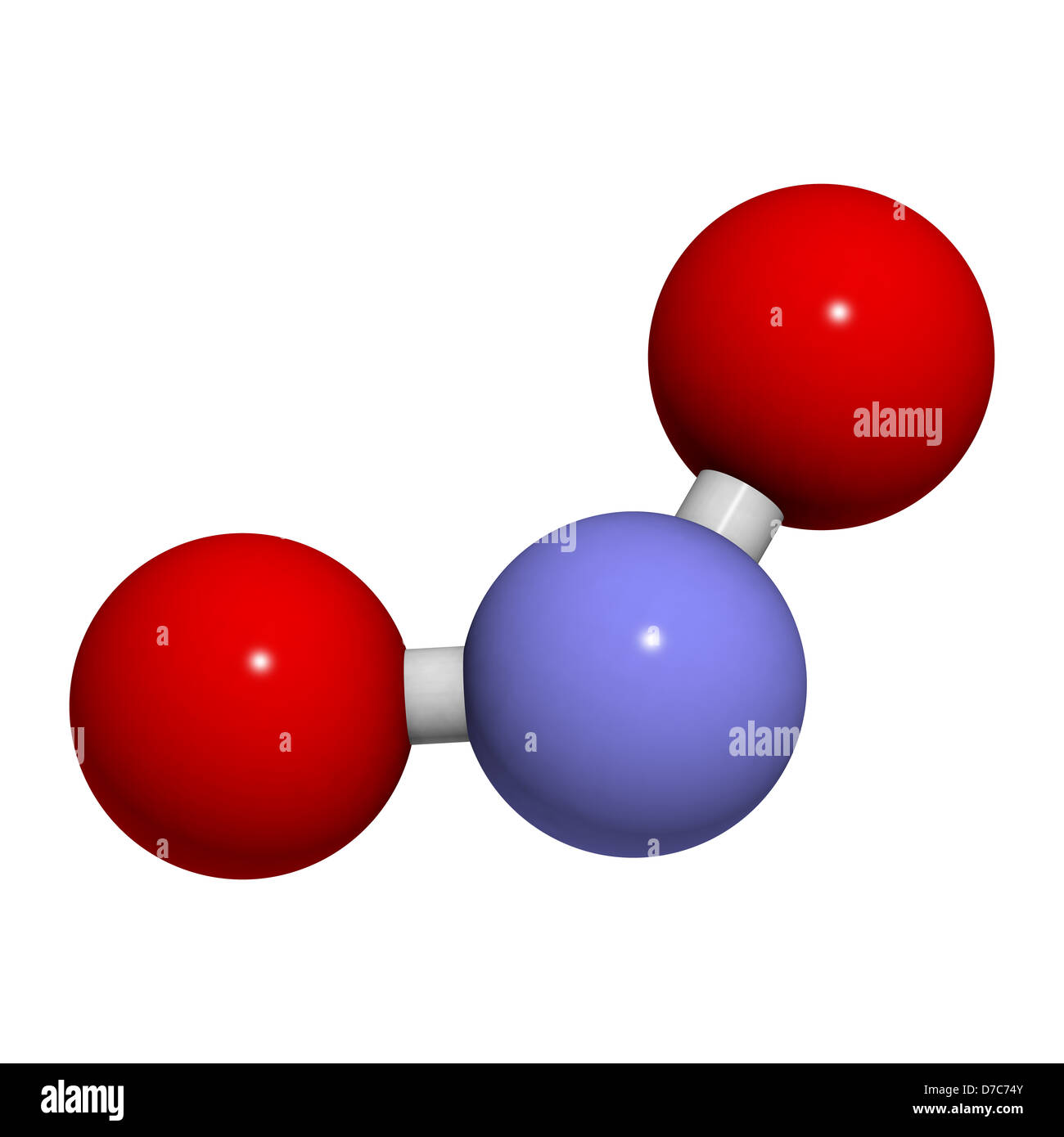 Stickstoffdioxid (NO2, NOx) giftige Gas und Luft Schadstoff, Molekülmodell Stockfoto