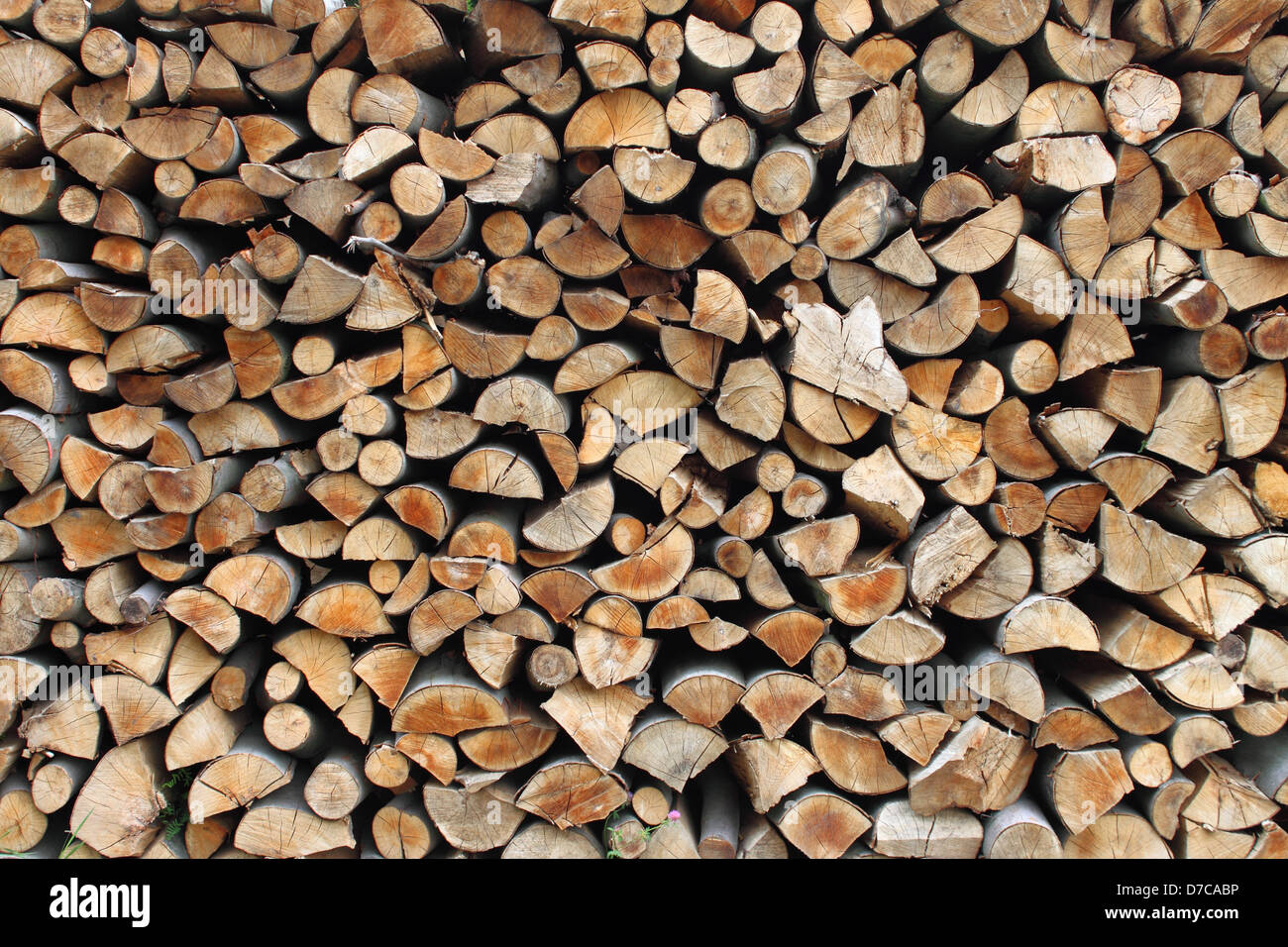 Nahaufnahme von einem Haufen von Brennholz Stockfoto