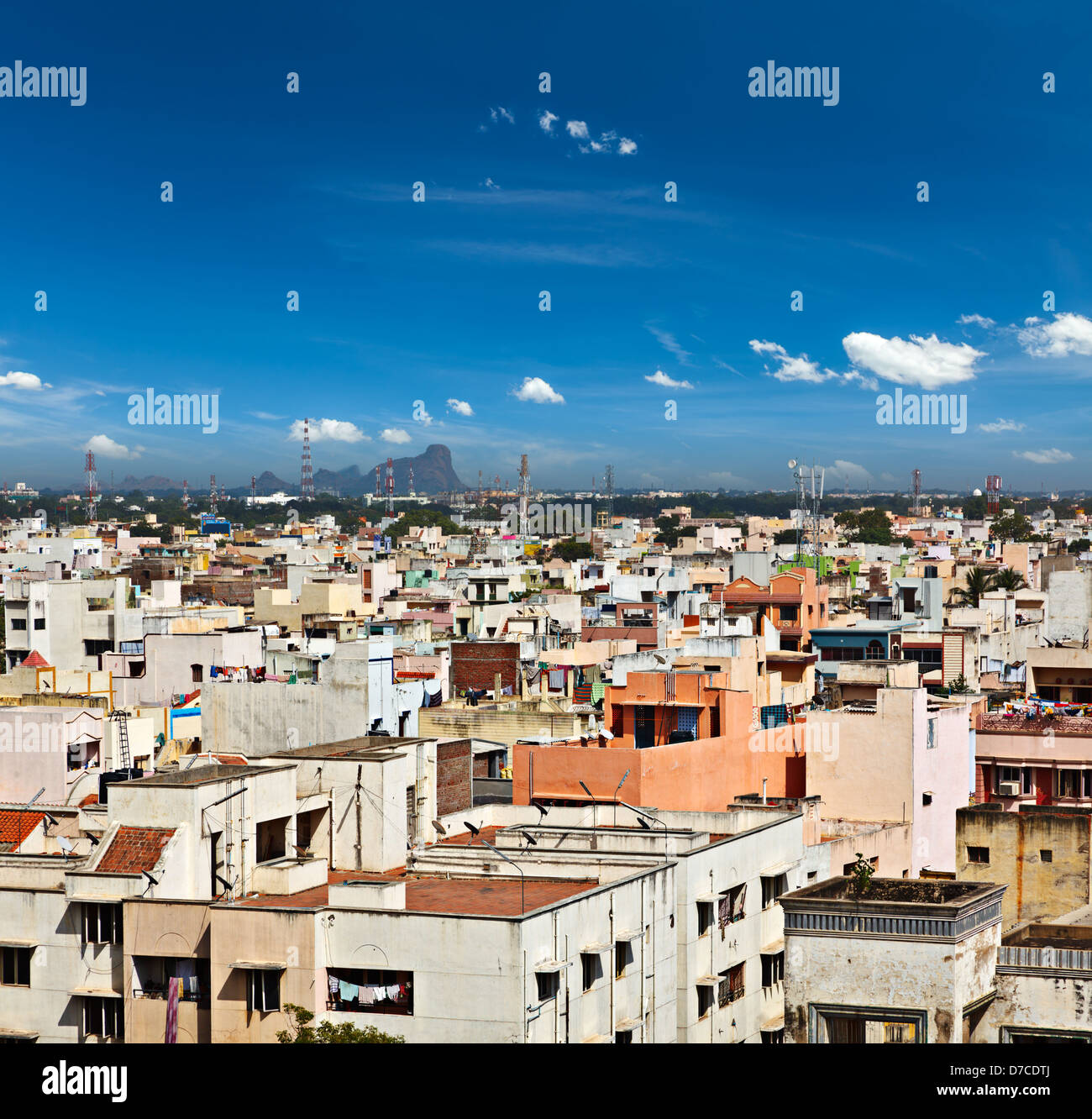 Typische indische Südstadt Madurai, Tamil Nadu, Indien Stockfoto