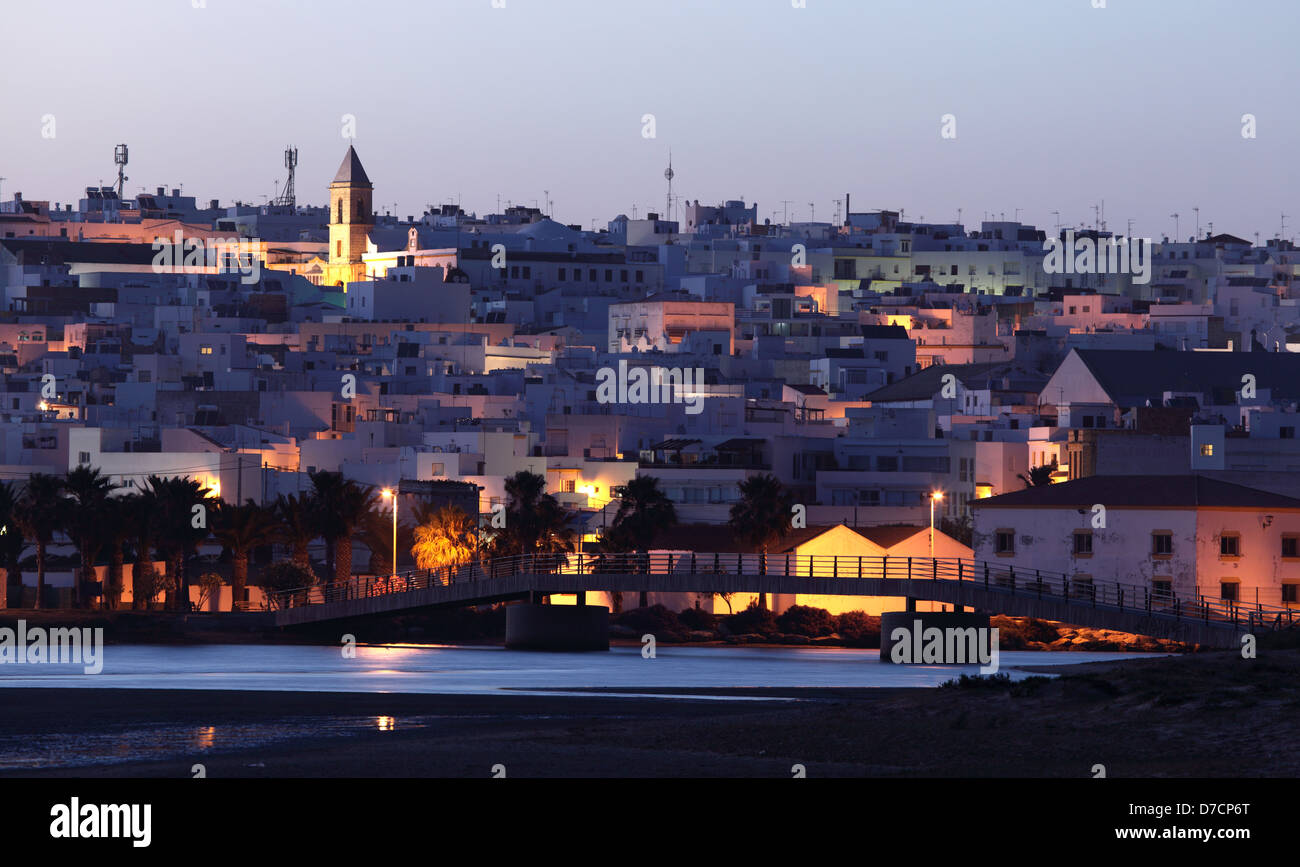 Conil De La Frontera in der Abenddämmerung. Costa De La Luz, Andalusien Spanien Stockfoto
