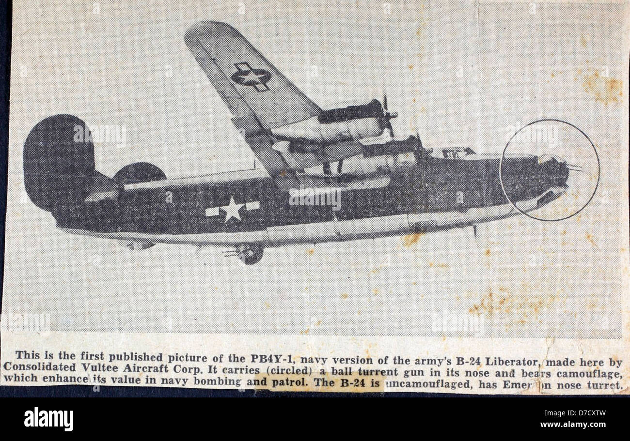 Der Consolidated PB4Y-2 Privateer, der während des Zweiten Weltkriegs der Patrol Squadron 106 (VP-106) zugewiesen wurde, wurde in Anti-U-Boot-Kriegsführung und Aufklärungsmissionen im Pazifik eingesetzt. Sie spielte eine wichtige Rolle bei der Niederlage der japanischen Streitkräfte. Stockfoto