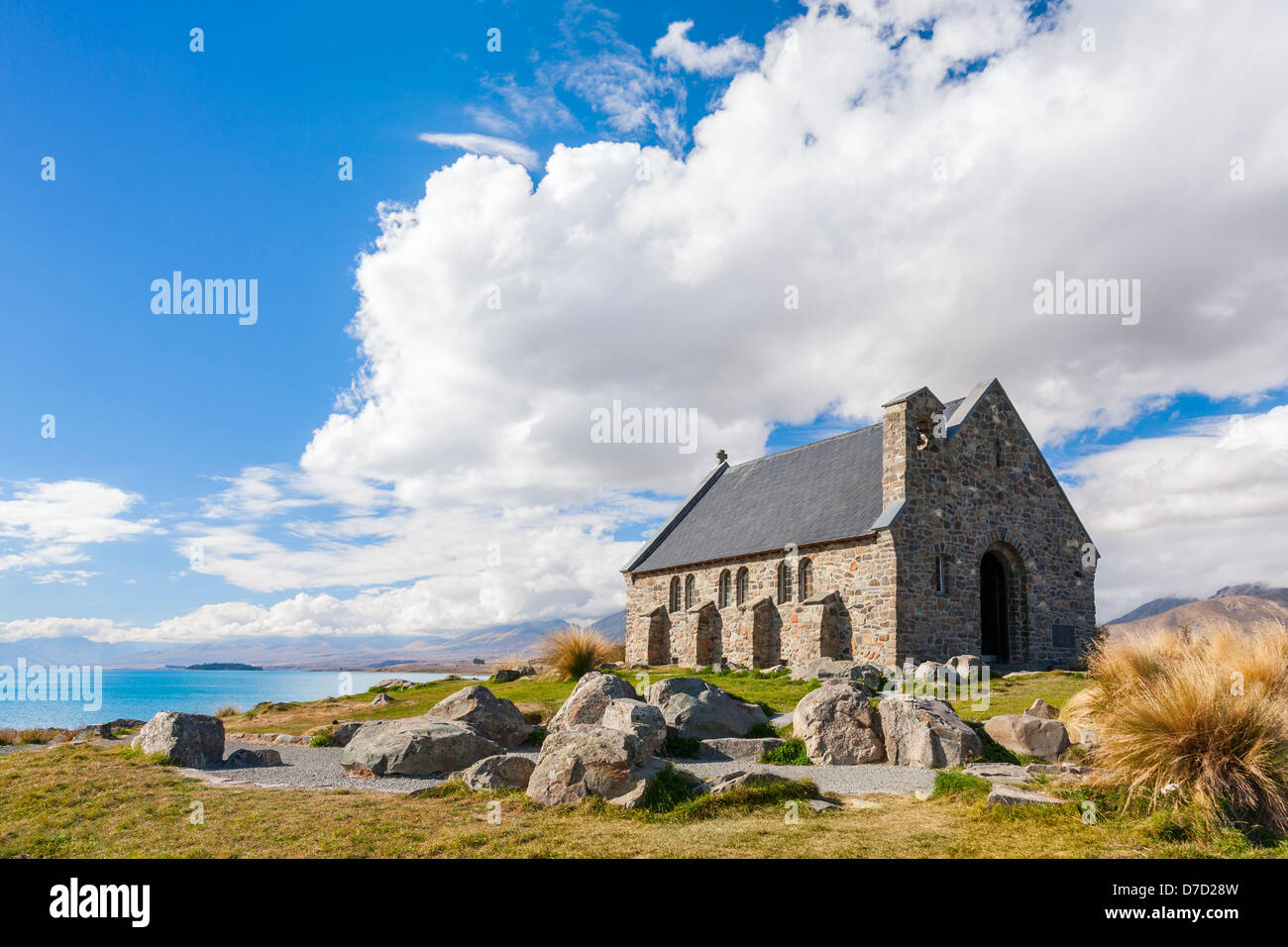 Die Kirche des guten Hirten am Lake Tekapo, Canterbury, Neuseeland Stockfoto