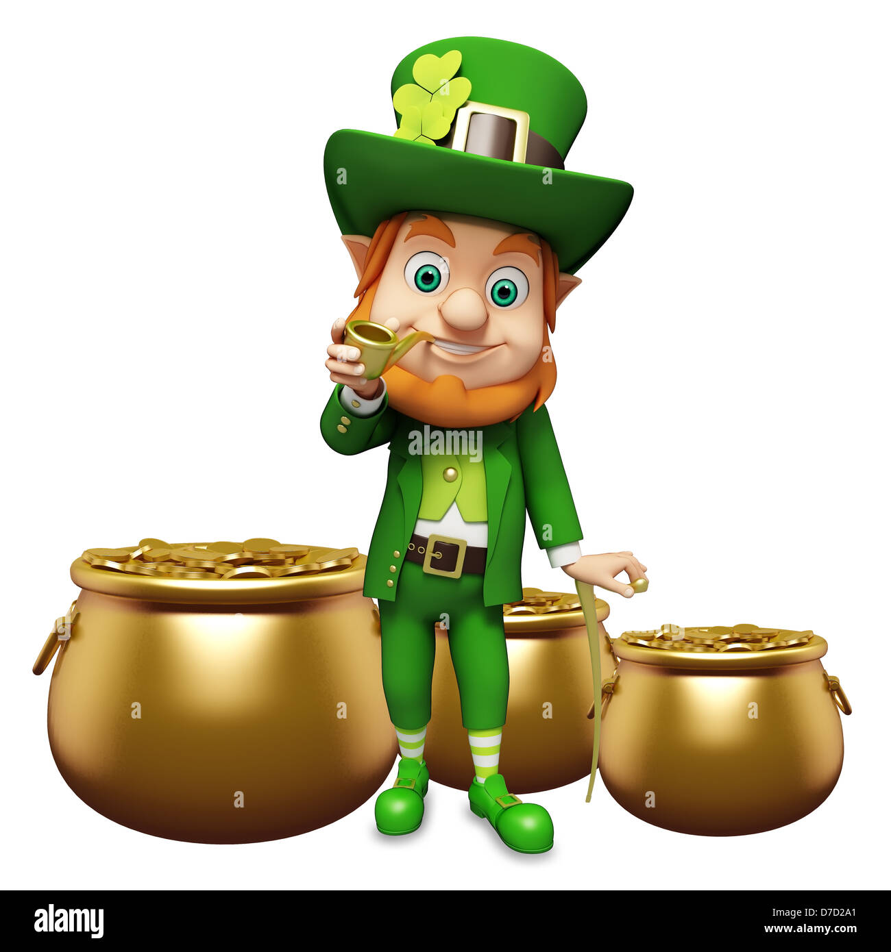 Kobold für St. Patricks Day stehen mit goldenen Topf Stockfoto