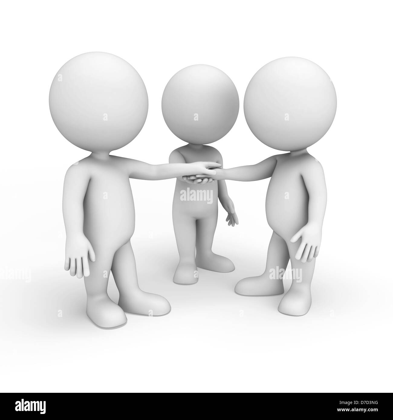 3D weiße Menschen isoliert auf weißem Hintergrund Stockfoto