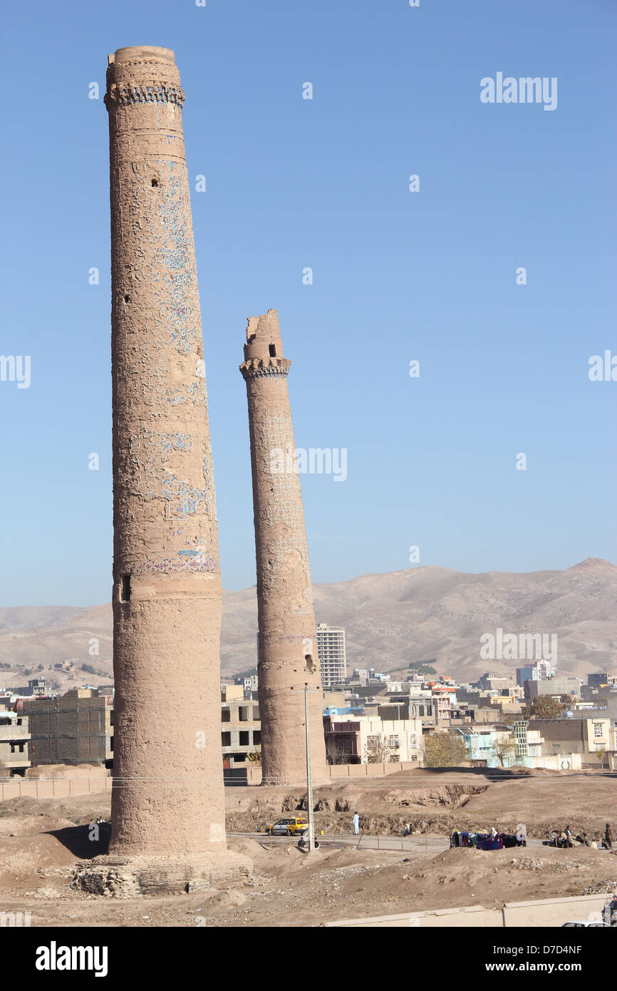 Historische Minarette in Herat entstand In der Regierungszeit von Shahrukh Mirza 1438 Stockfoto