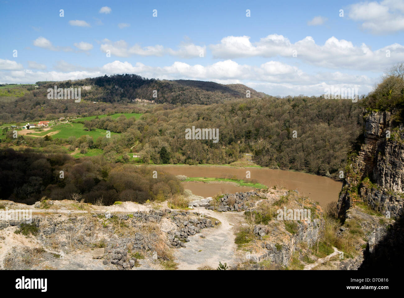 Fluss Wye aus Wintours Sprung auf Offas Dyke Footpath nahe Chepstow Englisch-walisischen Grenze Stockfoto