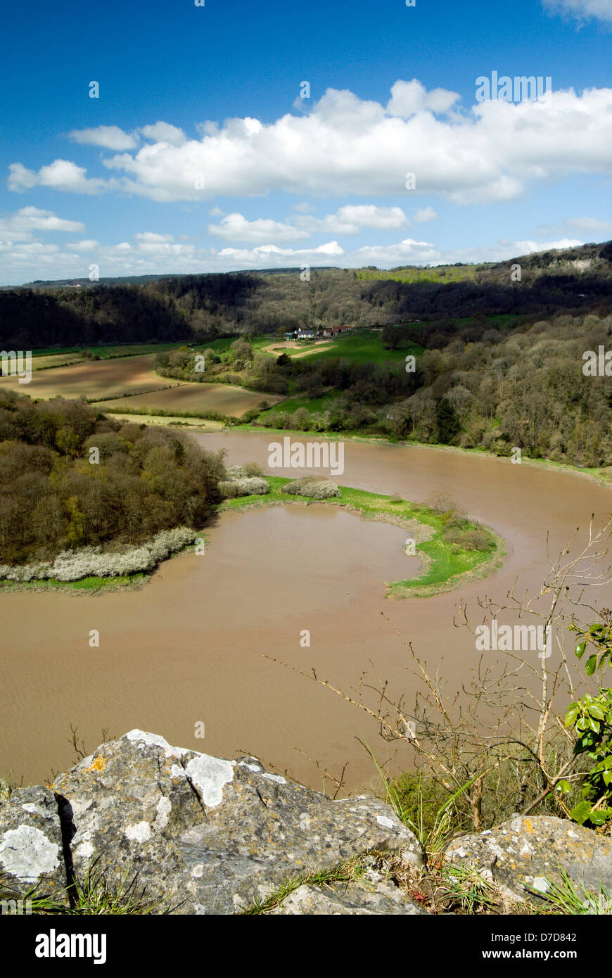 Fluss Wye aus Wintours Sprung auf Offas Dyke Footpath nahe Chepstow Englisch-walisischen Grenze Stockfoto