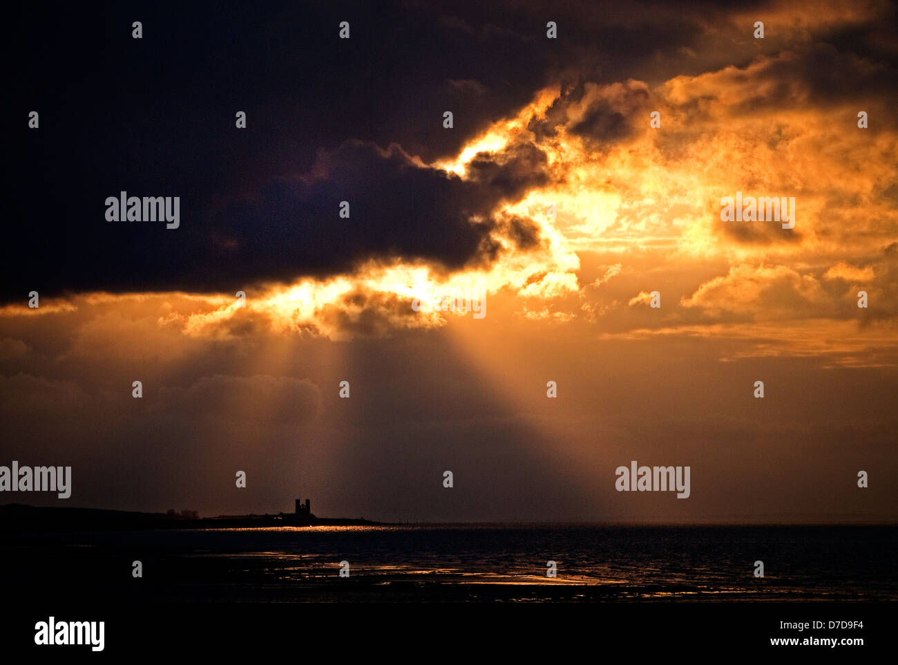 Minnis Bucht Birchington Kent UK bei Sonnenuntergang Stockfoto