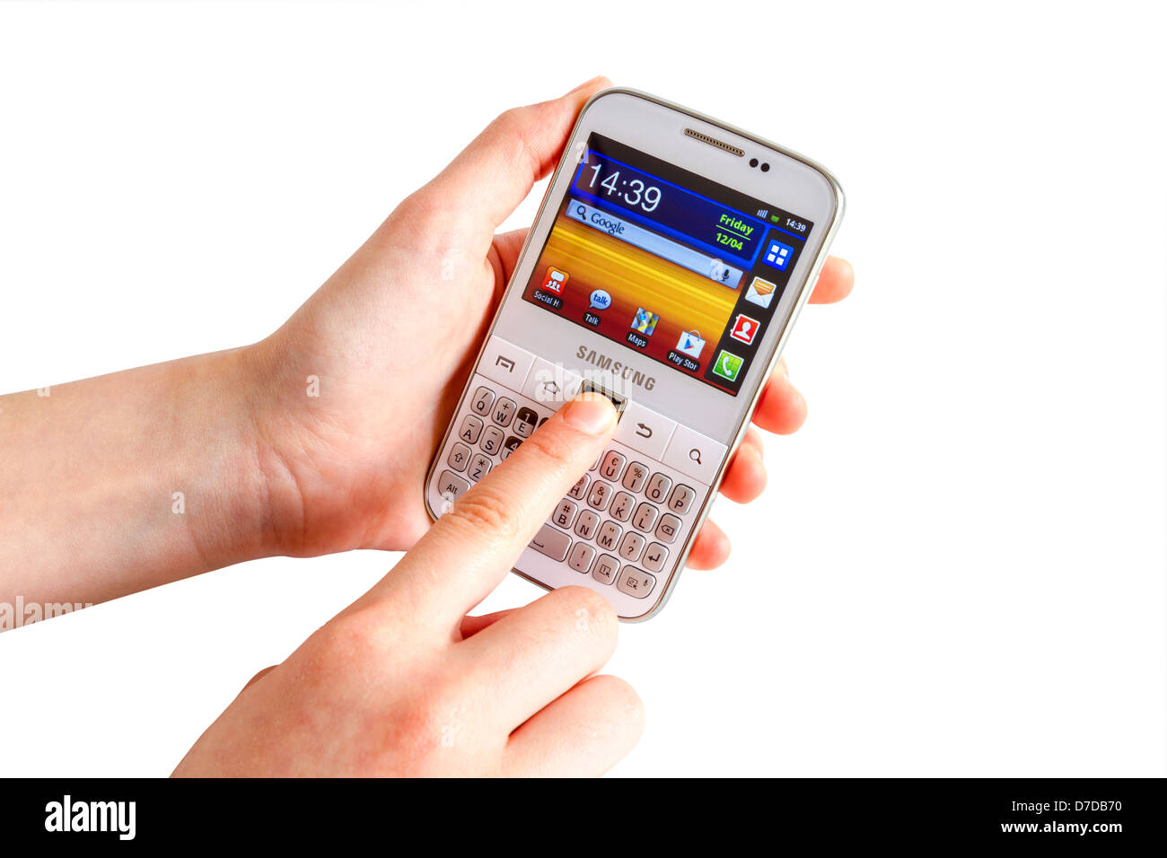 Samsung Galaxy Y Pro B5510 ist ein Android Smartphone mit QWERTZ-Tastatur Candybar. Stockfoto