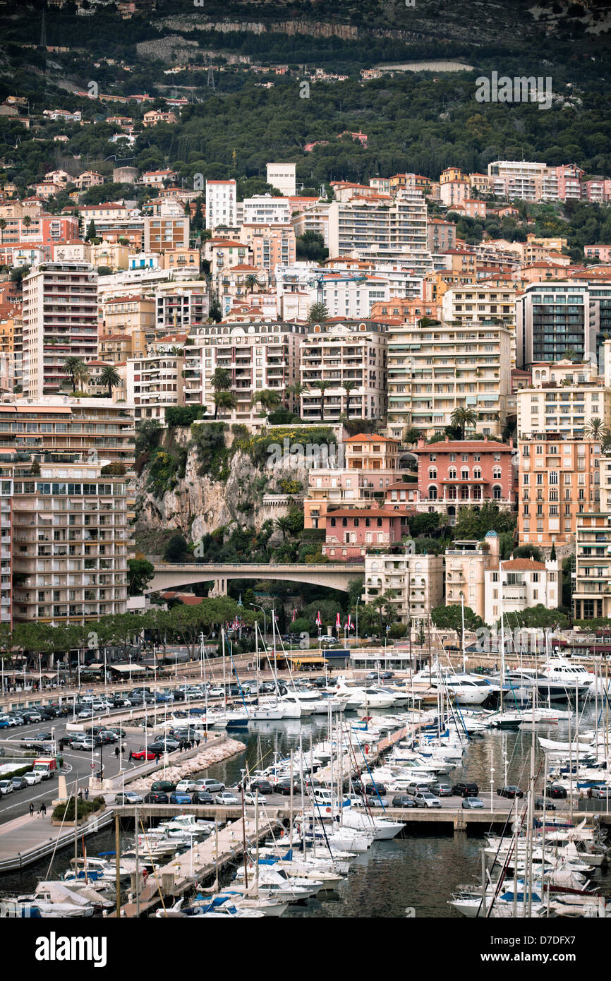 Hafen von Monaco, Monte Carlo, anzeigen. Vertikale erschossen Stockfoto
