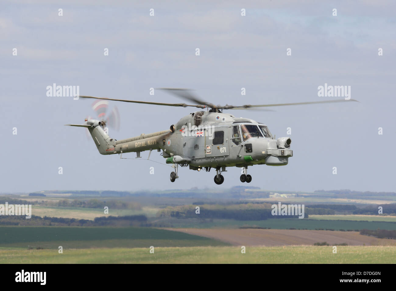 XZ726 Fleet Air Arm Westland Lynx HAS2 702 Squadron Royal Navy Hubschrauber auf einem Übungsflug auf Salisbury Plain Truppenübungsplatz Stockfoto