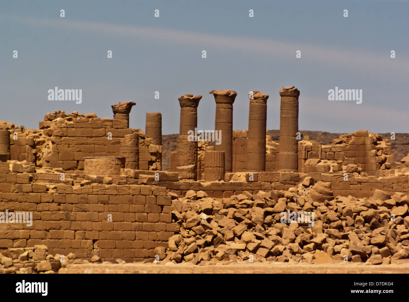 Kolonnade des großen Tempels, Musawwarat es-Sufra, Nord-Sudan Stockfoto