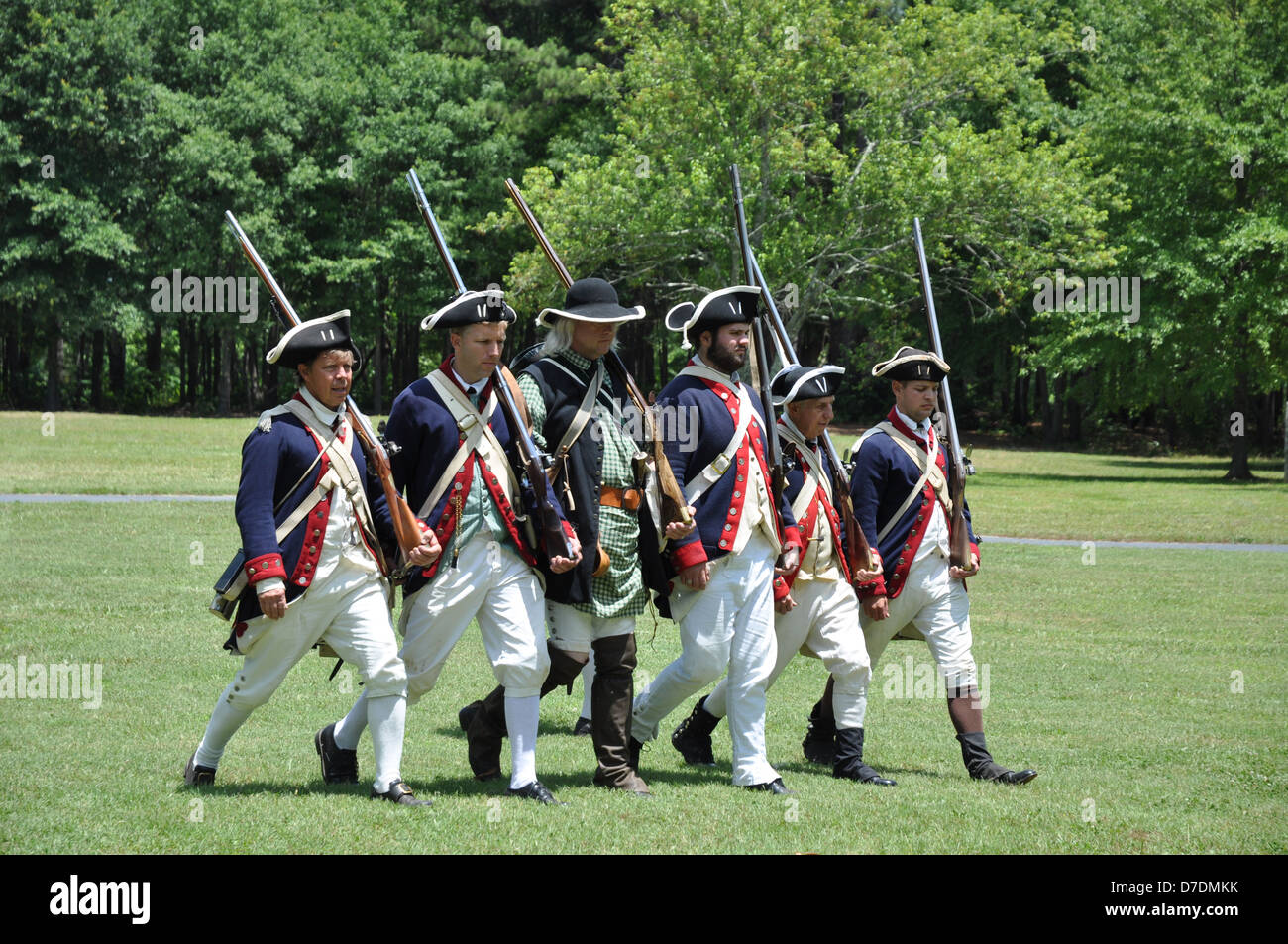 Eine Nachstellung der amerikanischen Revolution bei Cowpens National Battelfield. Stockfoto