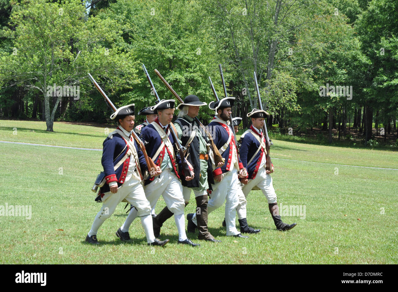 Eine Nachstellung der amerikanischen Revolution bei Cowpens National Battelfield. Stockfoto