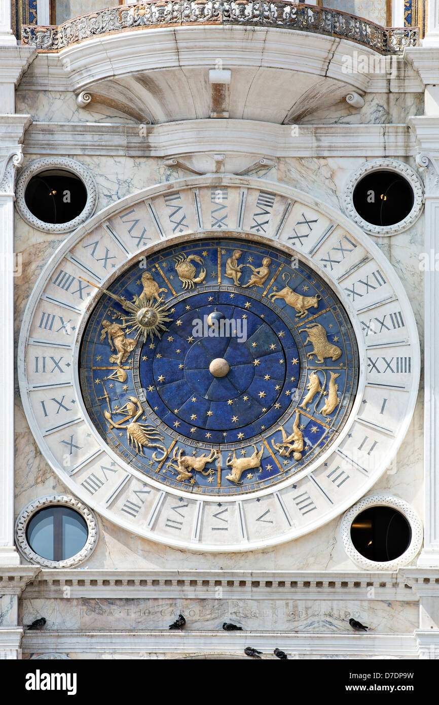 Astronomische Uhr in San Marco, Venedig Stockfoto