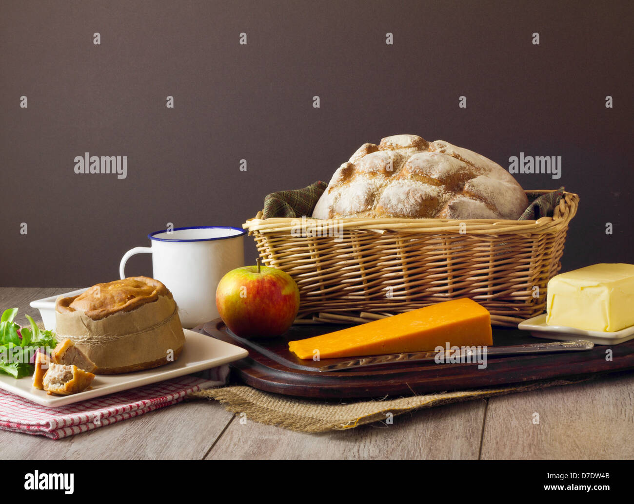 Pflüger Mittagessen Ausbreitung Stockfoto