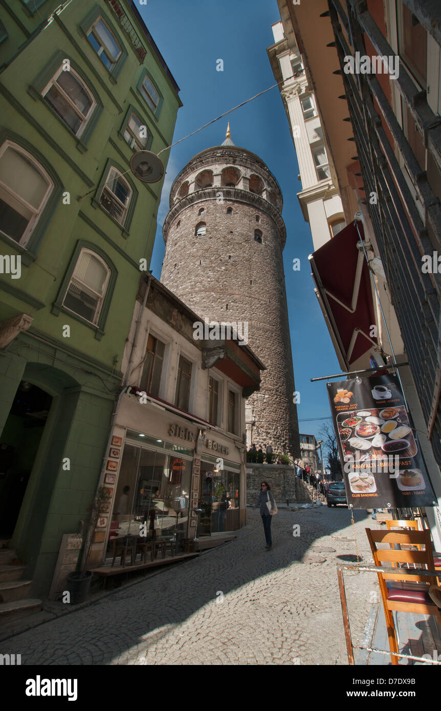 Der Galata-Turm, der Turm der Christus von den Genuesen genannt ist eine mittelalterliche Steinturm in Galata Viertel von Istanbul Stockfoto