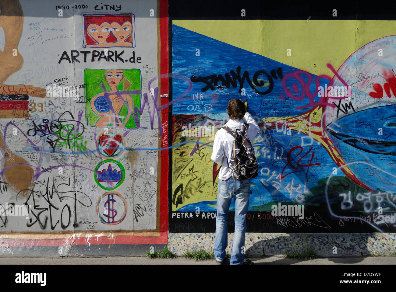 East Side Gallery Berliner Mauer Deutschland. Stockfoto