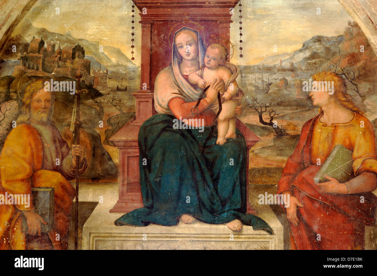Italien, Umbrien, Montefalco, Kirche Sant'Agostino, Renaissance-Malerei, Madonna della Cintola Stockfoto