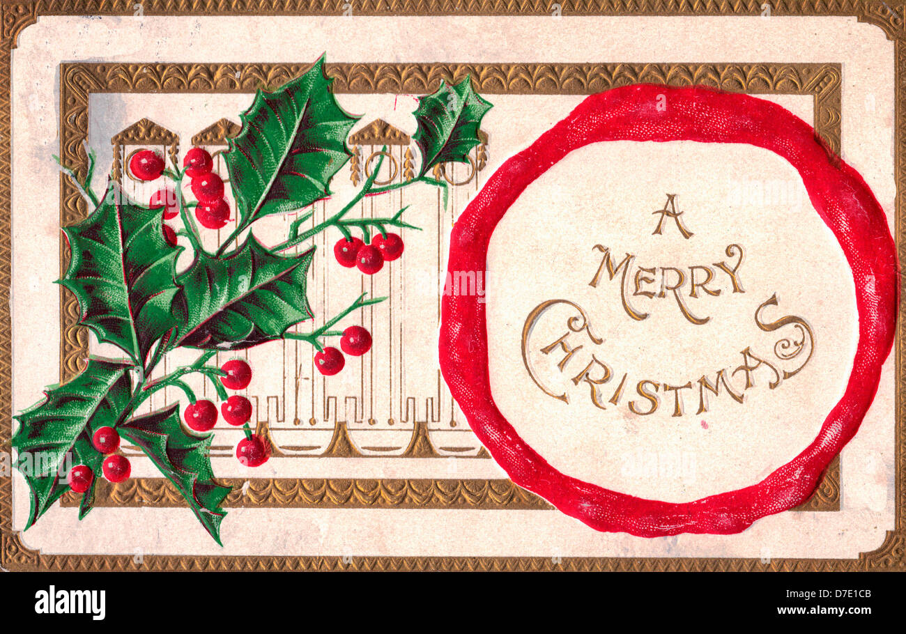 Ein frohes Weihnachtsfest - Vintage-Karte Stockfoto