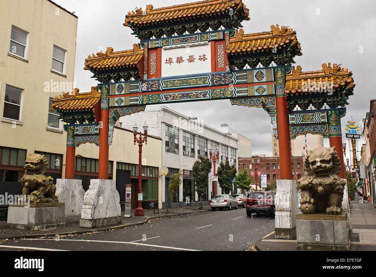 Torbogen in Chinatown in Portland, Oregon Stockfoto