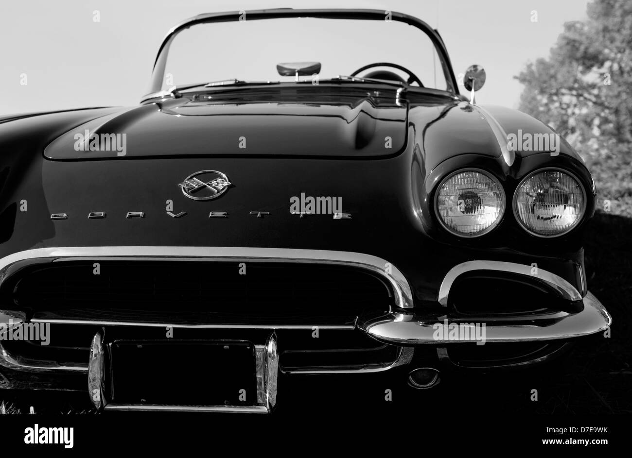 1962 Chevrolet Corvette in schwarz / weiß Stockfoto