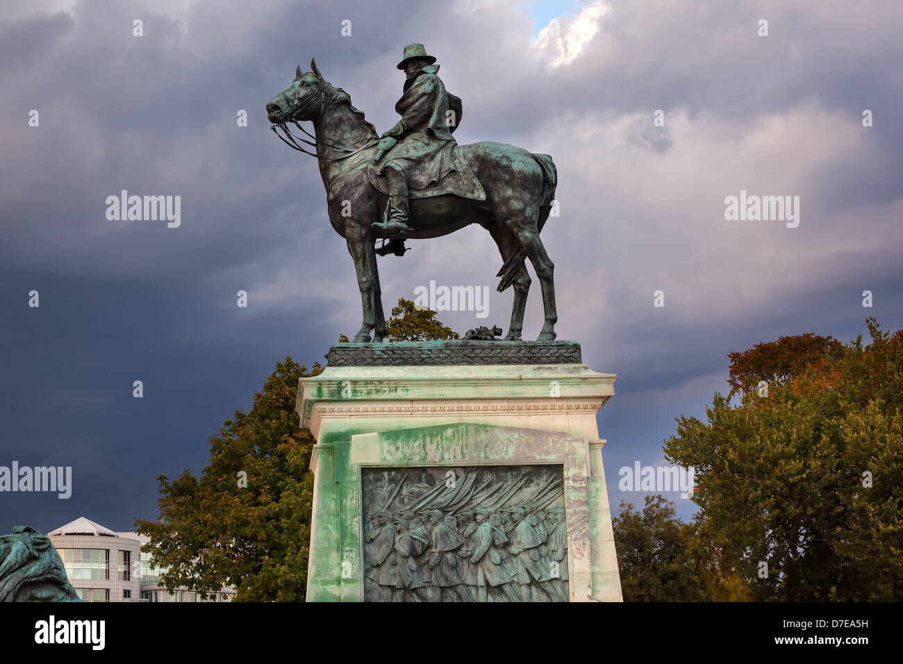 Ulysses U.S. Grant Equestrian Statue stürmische Himmel Bürgerkrieg Memorial Capitol Hill Washington DC Stockfoto