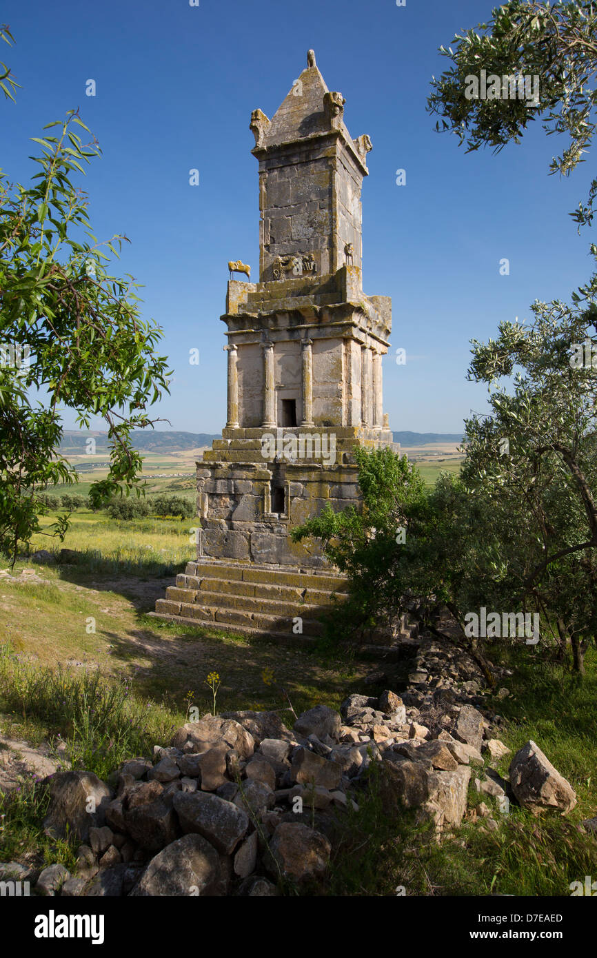 Lybico-punischen Mausoleum in der römischen Ruinen von Dougga in Tunesien Stockfoto