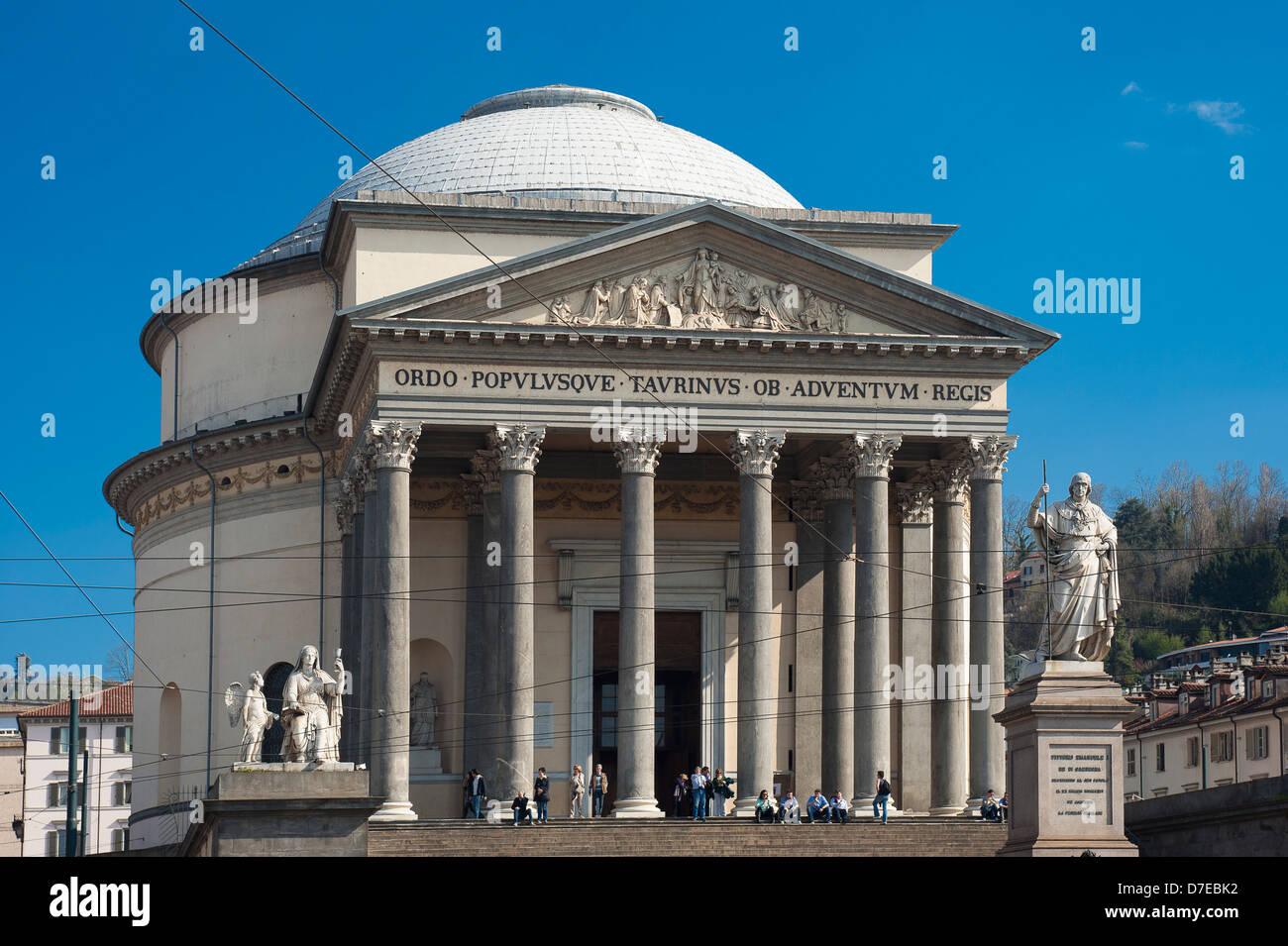 Europa Italien Piemont Turin Piazza della Gran Madre der Kirche Gran Madre di Dio Stockfoto