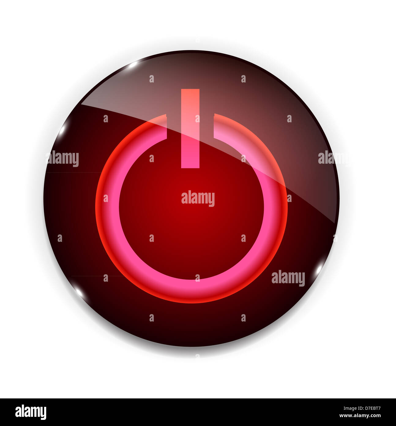 Glas-Power-Button-Symbol. Vektor-illustration Stockfoto