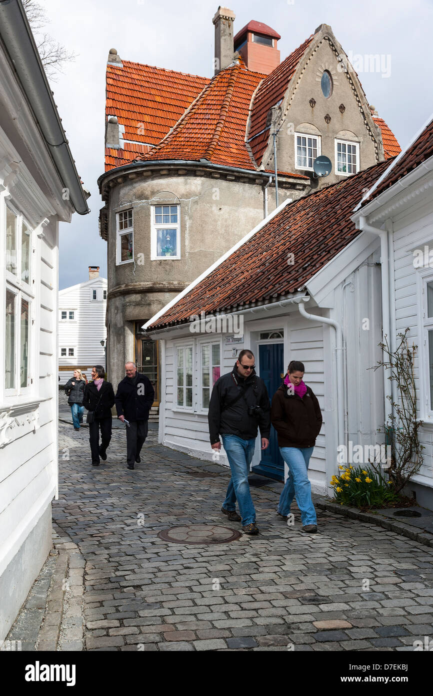 18./19. Jahrhundert alte Stadt Stavanger Norwegen. Stockfoto