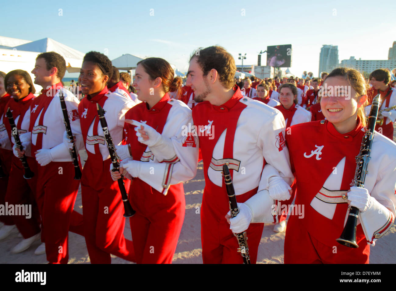 Miami Beach Florida, Orange Bowl, Festival, Universität von Alabama, Marschkapelle, Mitglieder, Studenten Schüler Bildung Schüler, Teenager Teenager Teenageralter Stockfoto