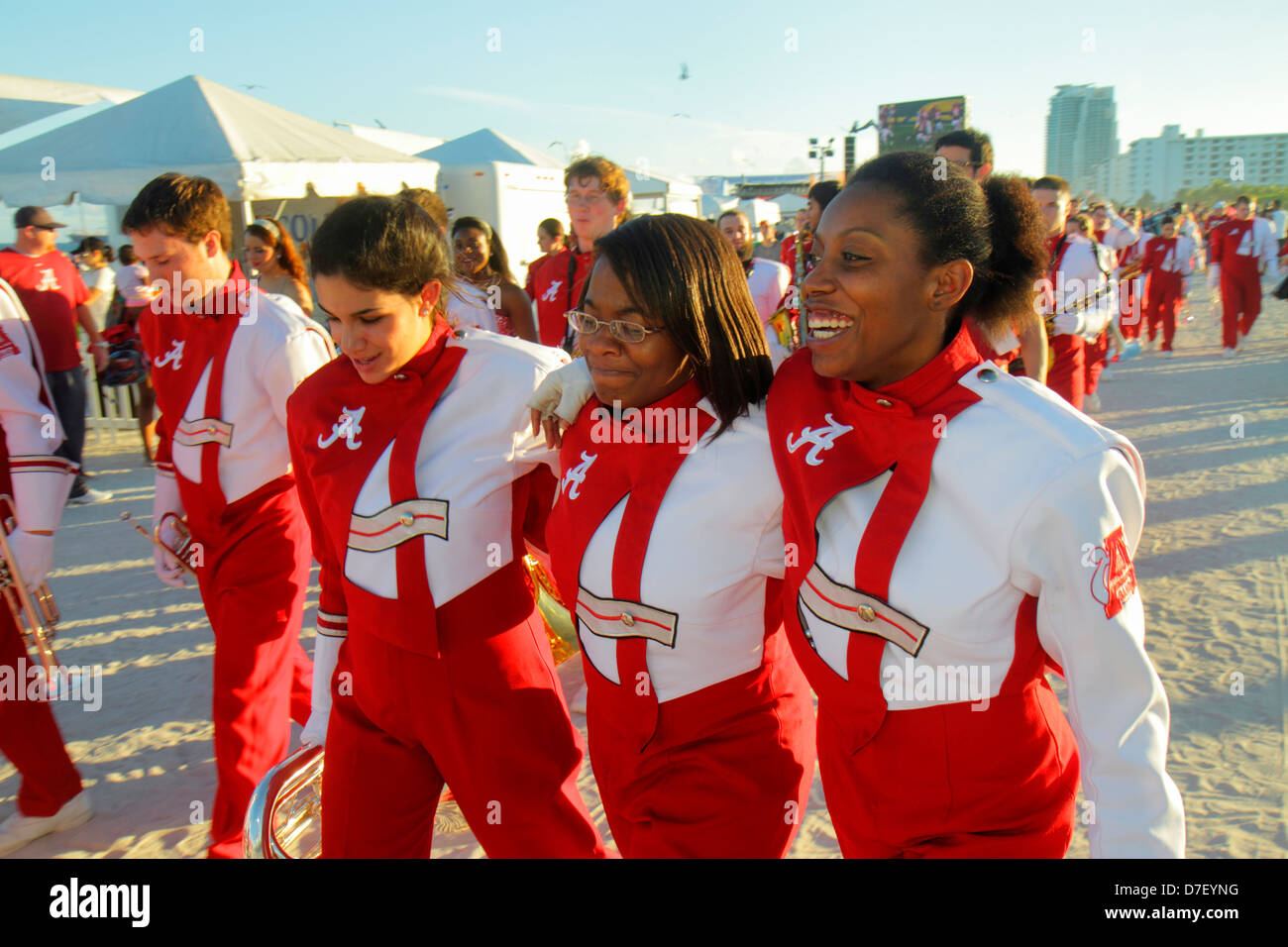 Miami Beach Florida, Orange Bowl, Festival, Universität von Alabama, Marschkapelle, Mitglieder, Studenten Schüler Bildung Schüler, Teenager Teenager Teenageralter Stockfoto