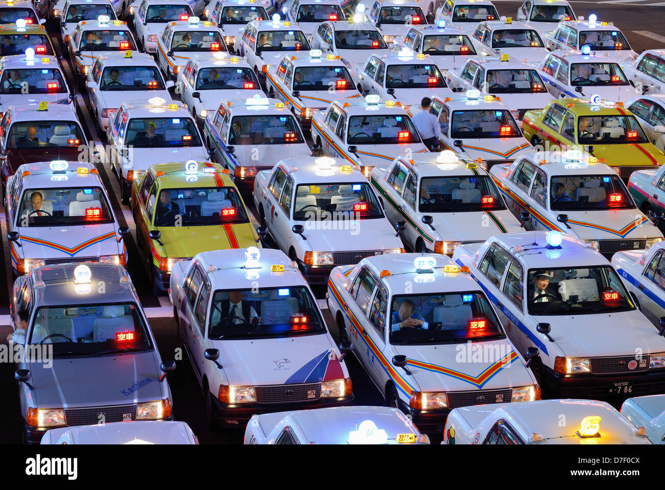 Taxis warten in Sendai, Japan Stockfoto