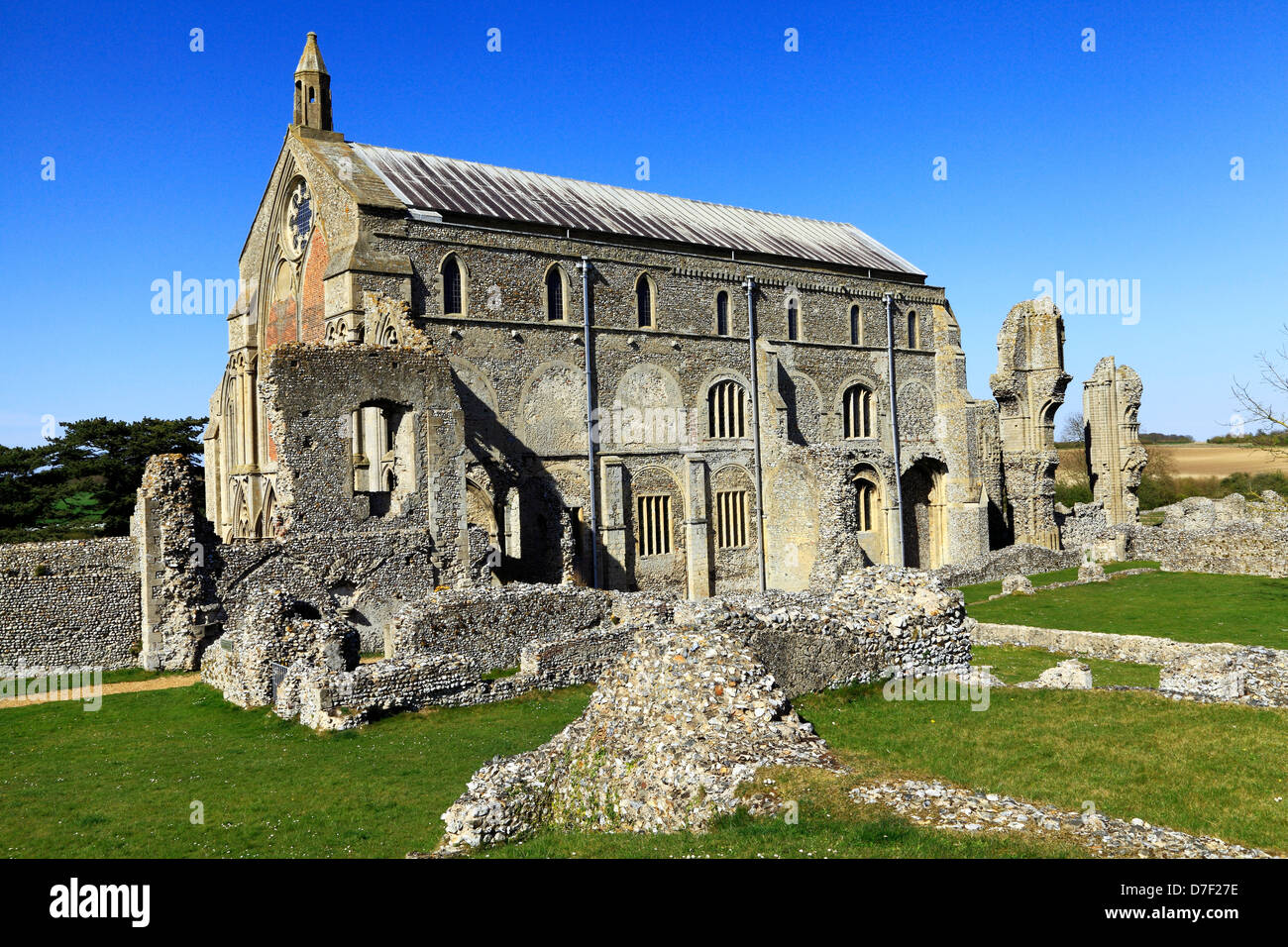 Binham Priory, Norfolk, Kirche und Kloster Ruinen, Englisch mittelalterlichen Architektur, England UK, Benediktiner-Ordens Stockfoto