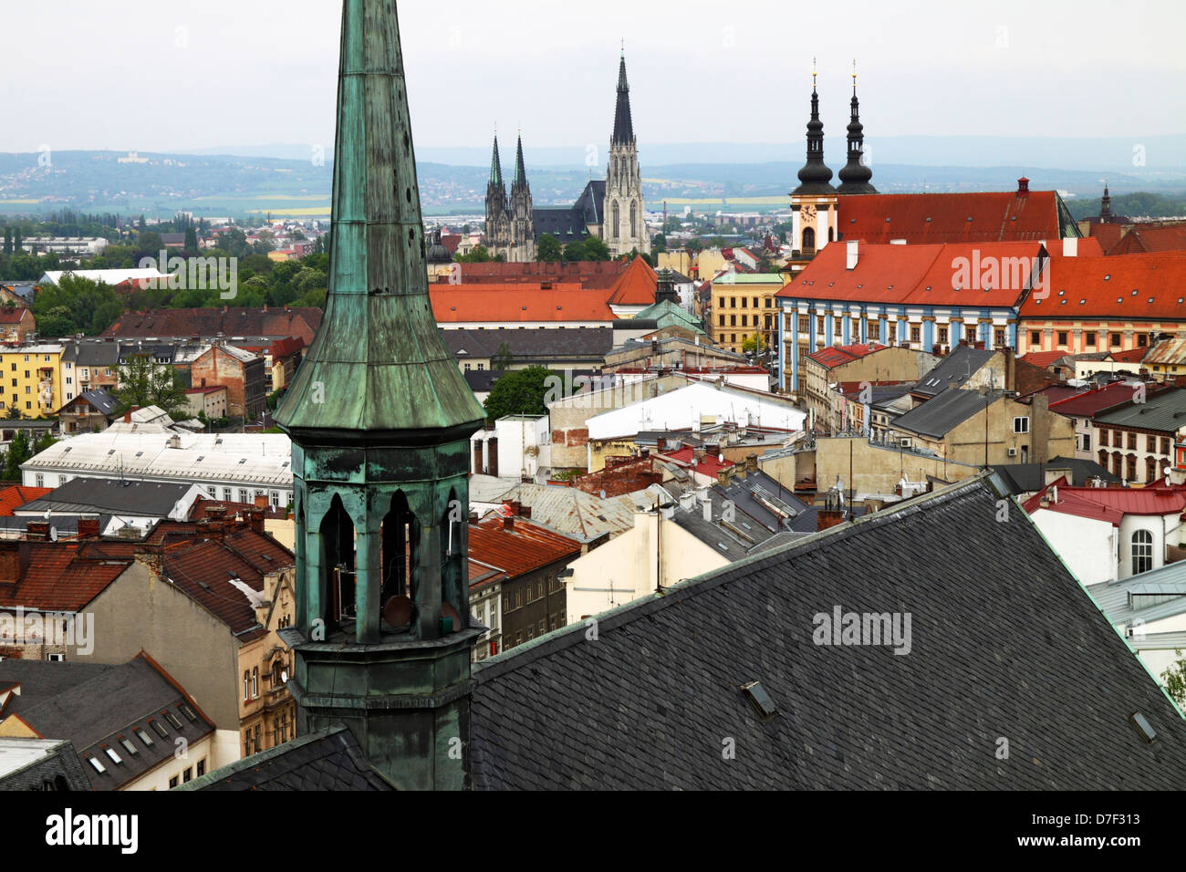 Olomouc-Übersicht vom Glockenturm an der Kirche von St. Moriz Tschechische Republik Stockfoto