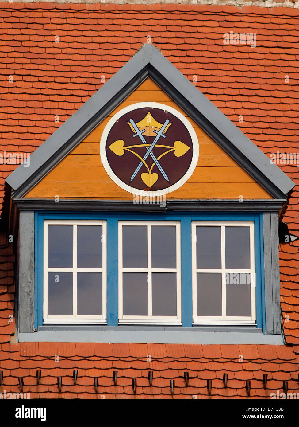 Gebäudedetails des deutschen Forums, Sibiu. Stockfoto