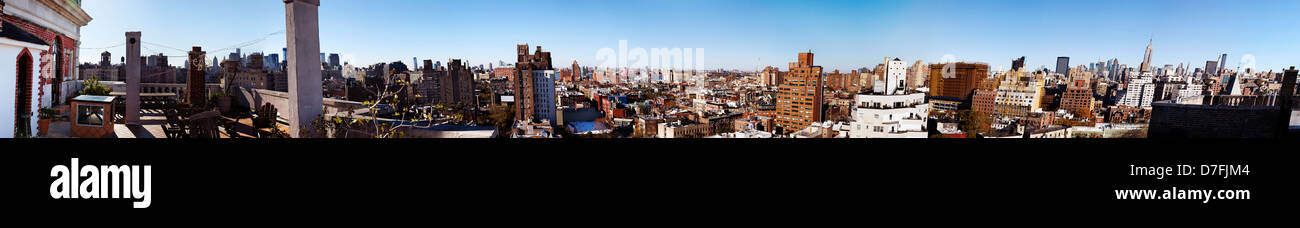 180 Grad Blick vom Süden zum Norden von Christopher Straße 1 in West Village in Manhattan; Darstellung von niedrigeren Stockfoto