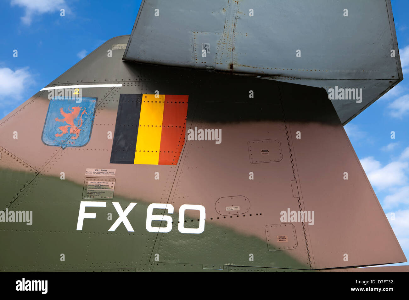 Detail einer Republik F-105 Thunderchief oder Plumps, belgische Luftwaffe Flugzeuge Sammlung Hermeskeil, Deutschland, Europa Stockfoto