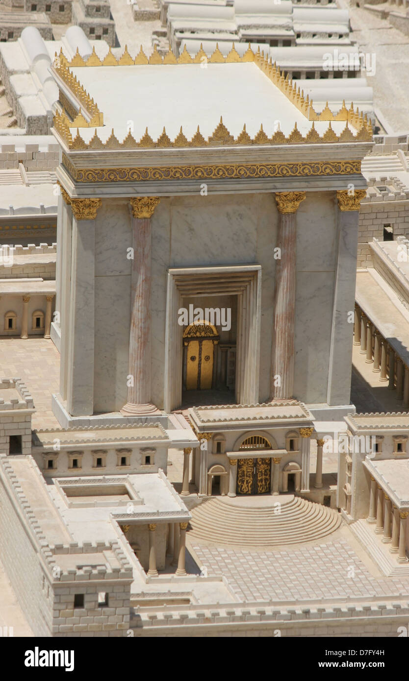 Umgebaute 2. Tempel im Rahmen des Modells des alten Jerusalem Stockfoto