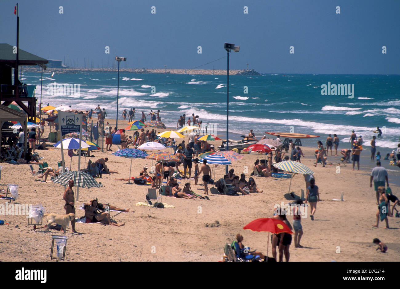 der Strand von Sidney Ali in Herzliya Stockfoto