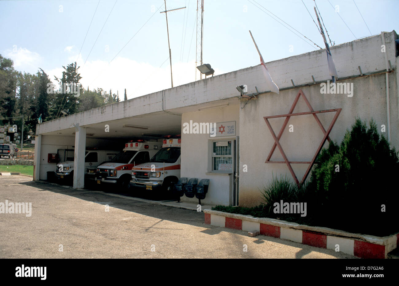 Magen David Adom Rettungsstation in Maalot Tarshiba Stockfoto