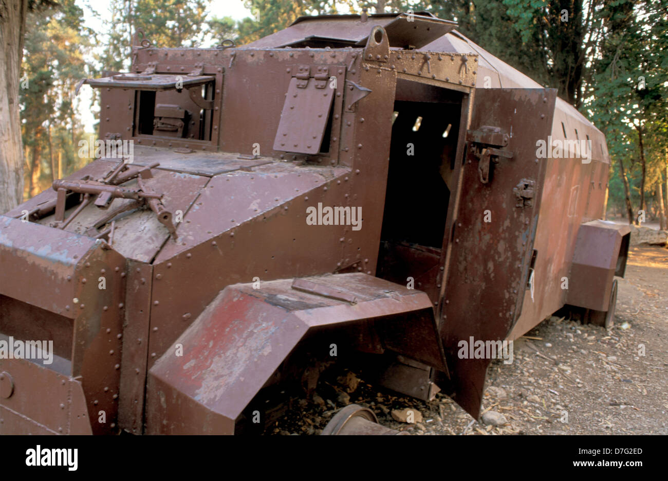 gepanzertes Fahrzeug vom Unabhängigkeitskrieg 1948 Yechiam Konvoi Memorial Park Stockfoto