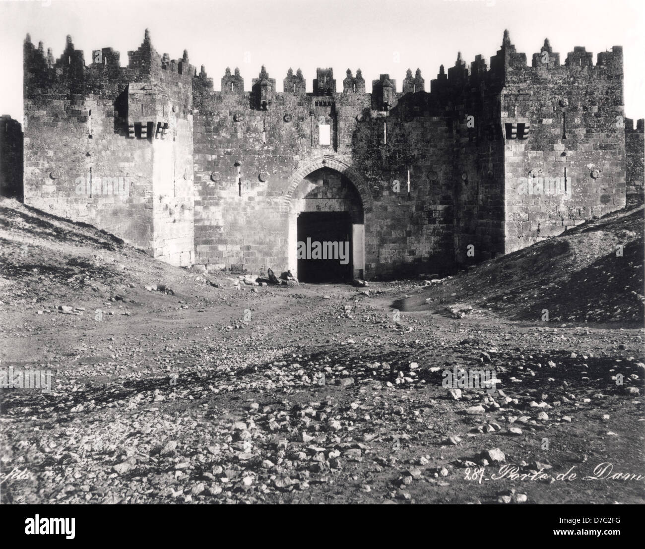 Damaskus-Tor in Jerusalem (um 1900) Stockfoto
