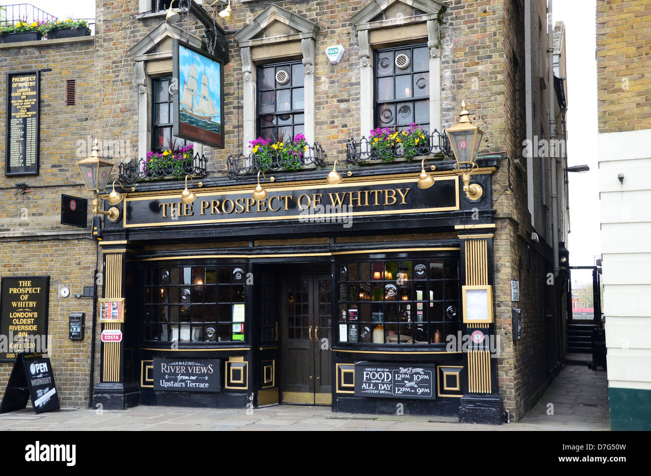 Der Prospect of Whitby Pub, Wapping Wand, Wapping, London Stockfoto