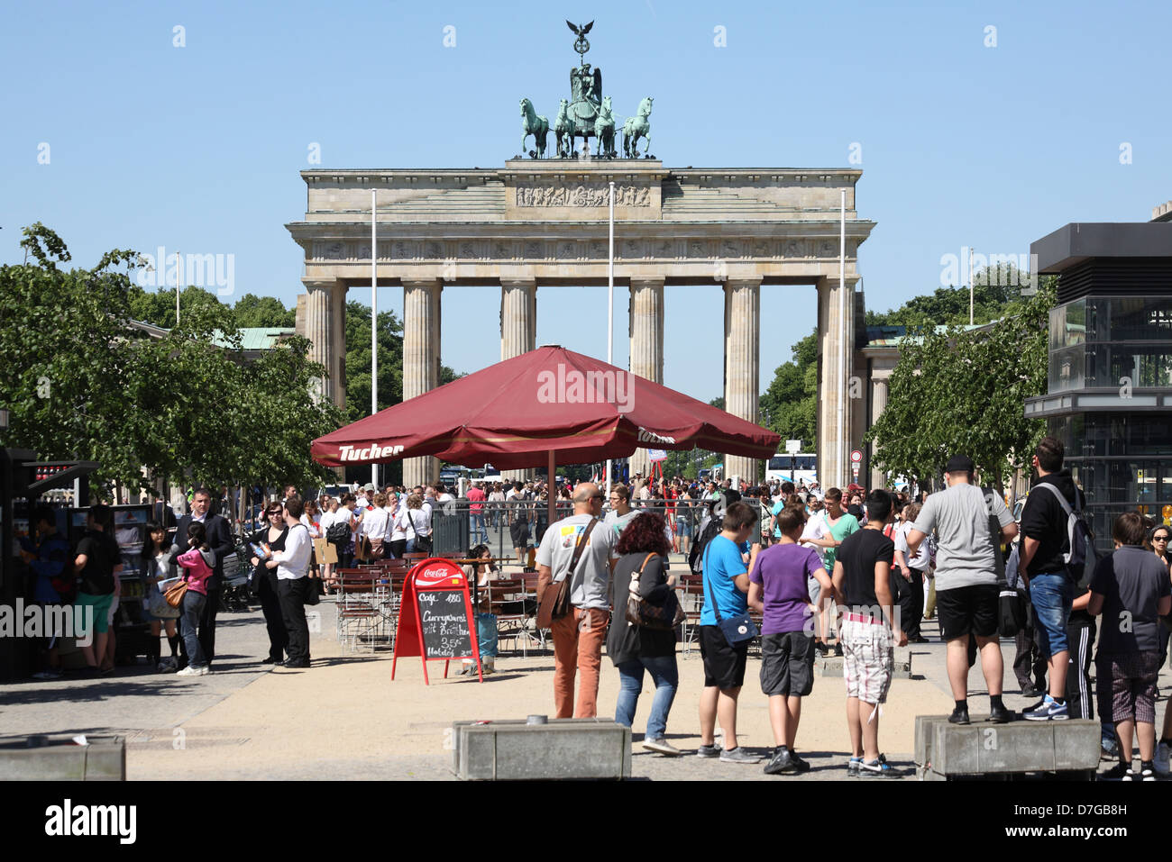 Berlin Brandenburger Tor-Pariser Platz Café Sidewalk Café Biergarten Stockfoto