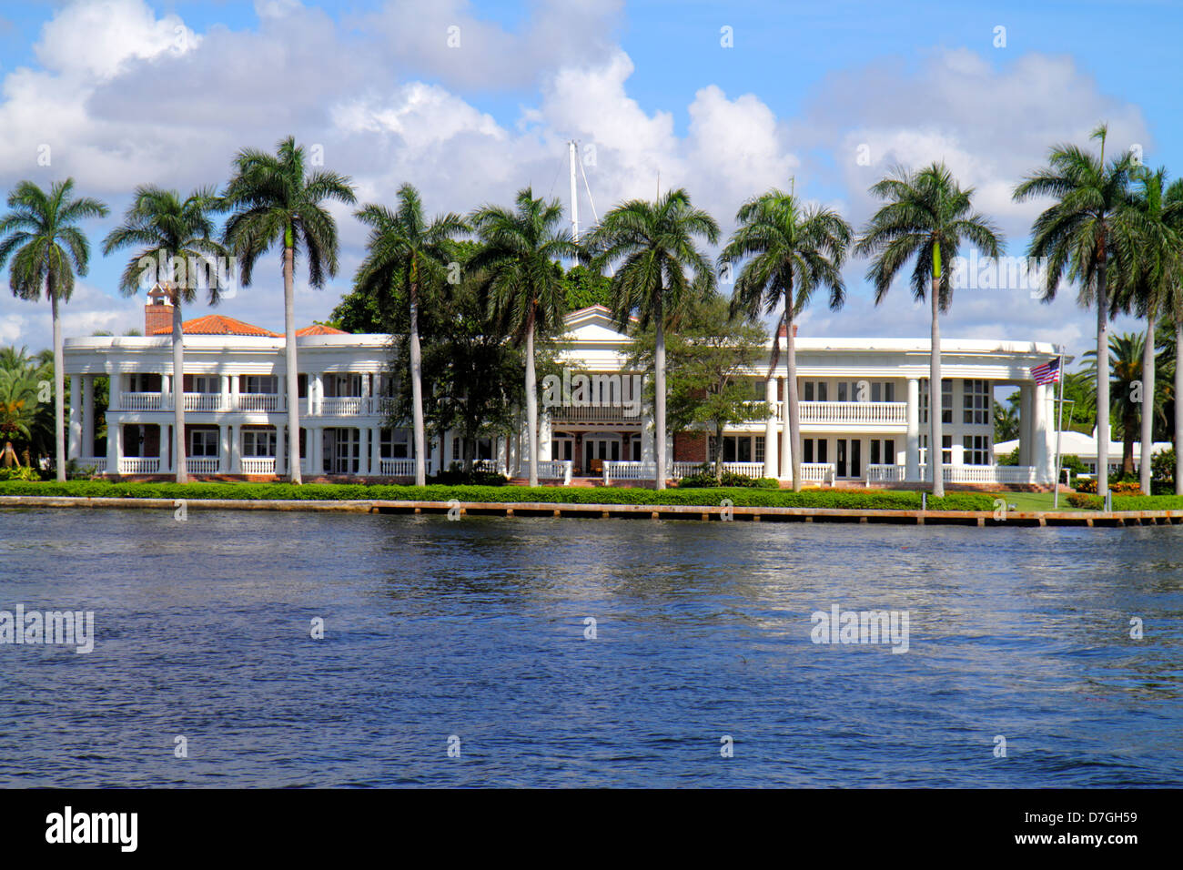 Ft. Fort Lauderdale Florida, Intracoastal New River Sound, Haus, Haus Häuser Häuser Residenz Herrenhaus, SE 10. Straße, Palmen, FL120929089 Stockfoto